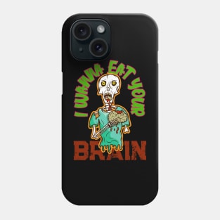 I Wanna Eat Your Brain, Zombie, Retro Design Phone Case