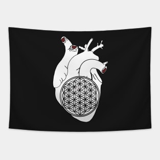 Heart with flower of life Tapestry