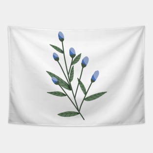 Simple Blue Flower Buds Tapestry