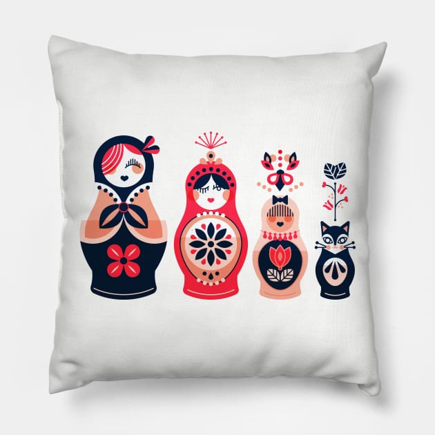 Russian Dolls Pillow by CatCoq