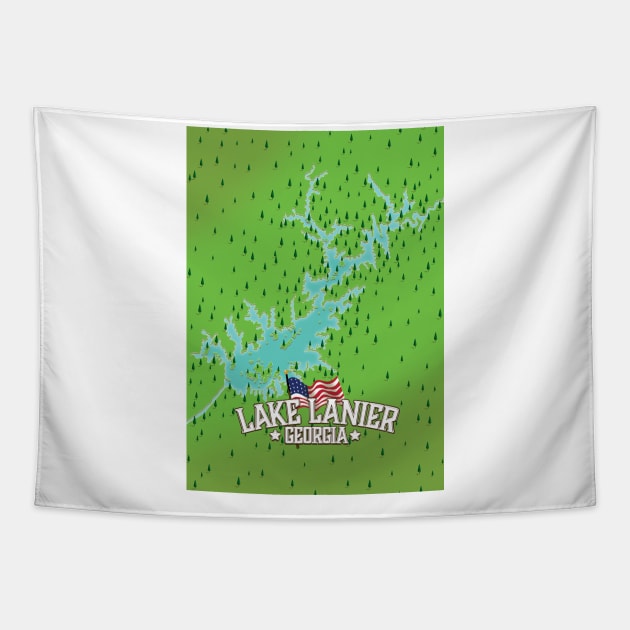 Lake Lanier Georgia Vintage travel poster Tapestry by nickemporium1