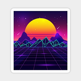 Glowing Sunset Retrowave Magnet