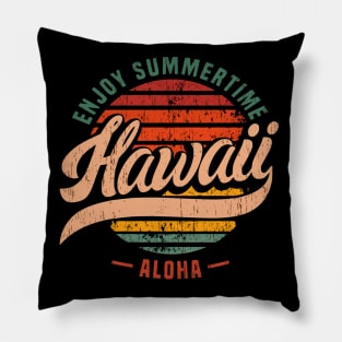 Hawaii vintage sun lettering aloha Pillow