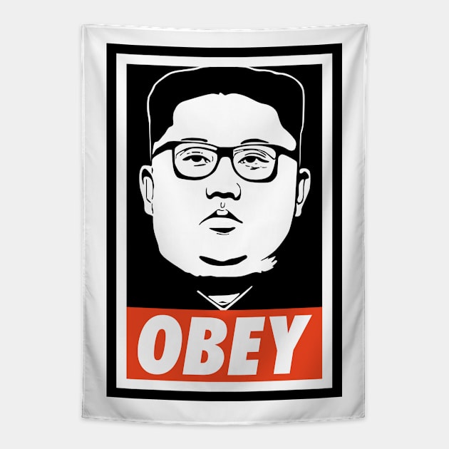 obey kim jong un Tapestry by Gabriel Pastor Store