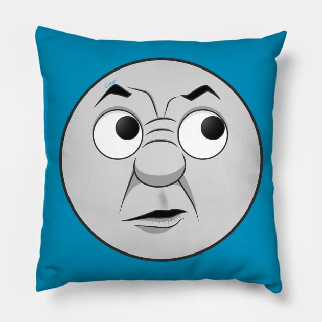 Thomas Curious Face Pillow by corzamoon