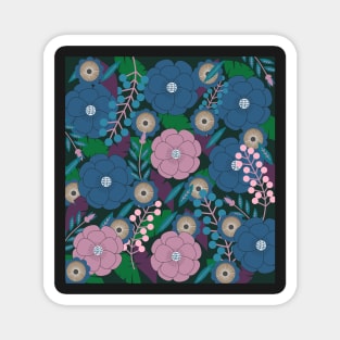 Floral garden in purple and blue Magnet