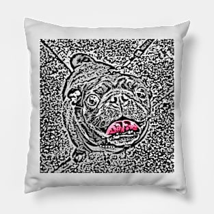 Pugster #2 in Black & White Pillow