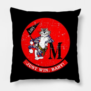 F-14 Tomcat - Just Win, Baby - Red - Grunge Style Pillow