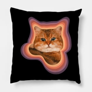 Fat Chonky Brown tabby cat painting Pillow