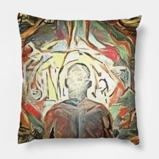 Man in lotus pose Pillow