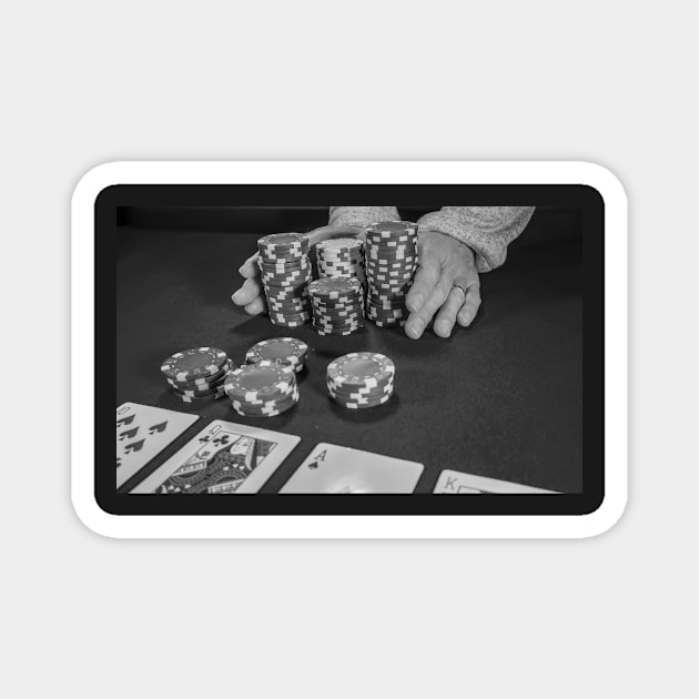 All in on a Texas Holdem poker hand Magnet by yackers1