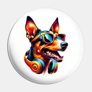 Grinning Cirneco dell'Etna as a Stylish Smiling DJ Pin