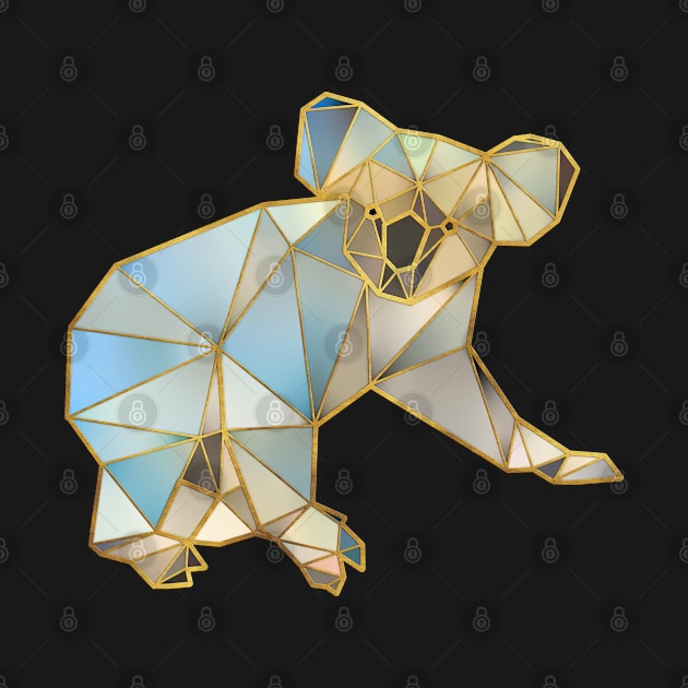 Koala Geometric Gold Lines 4 by HappyGiftArt