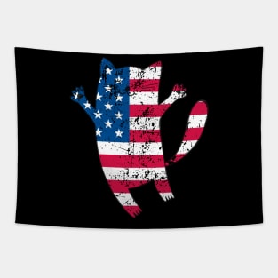 Happy Cat USA Flag Patriot Tapestry