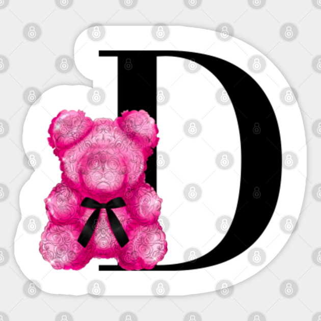 Monogram Teddy Bear D - D - Sticker