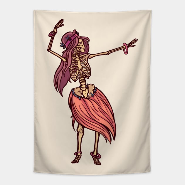 Vintage Skeleton Hula Girl Tapestry by SLAG_Creative