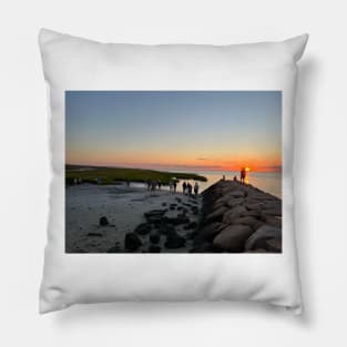 Rock Harbor Beach Sunset Pillow