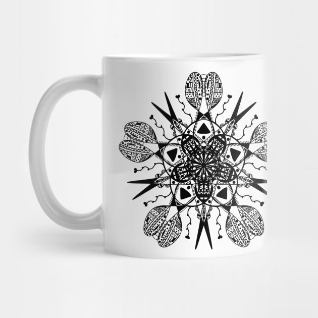 Trendy stylish black print mandala for a light background. Hand drawn  illustration. Digital drawing with an ornament and high-quality detailing.  - Handmade - Mug | TeePublic