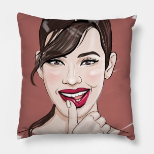 Playful pretty young woman Pillow