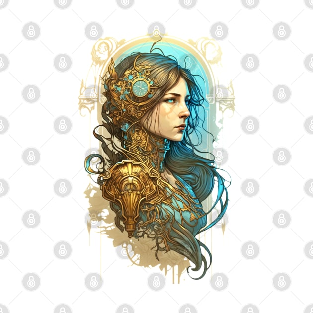 Steampunk Golden Woman - A fusion of old and new technology by SMCLN