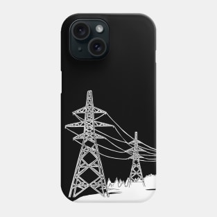 Pylons Linocut in Black and White Phone Case