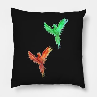 green/red phoenix Pillow