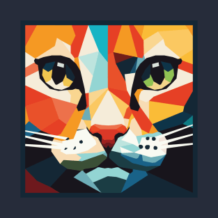 Retro geometric cat portrait T-Shirt