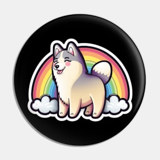 Adorable Husky and Rainbow Pin