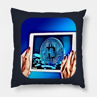 Bitcoin blue make money Pillow