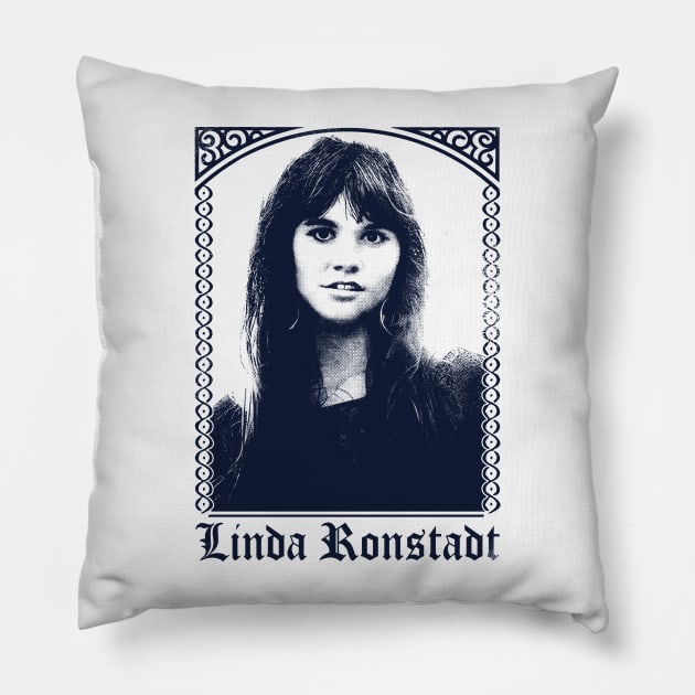 Linda Ronstadt / Faded Retro 1970s Style Fan Design Pillow by DankFutura