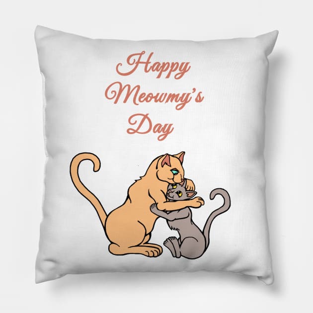 Happy Meowmy's Day Cats Pillow by Art by Deborah Camp