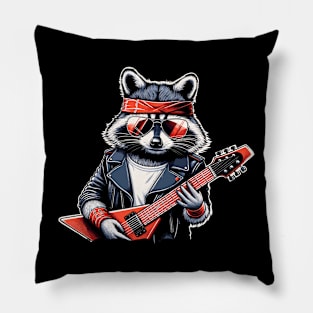 Guitar Rock Music Concert Band Festival Funny Raccoon Pillow