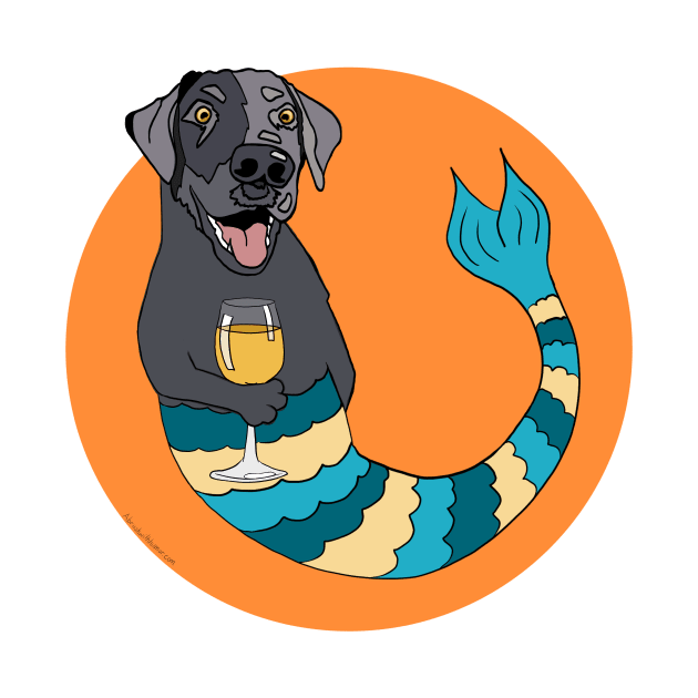 Friday the Black Lab Mermutt by abrushwithhumor