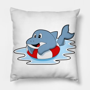 Dolphin at Swimming with Swim ring Pillow