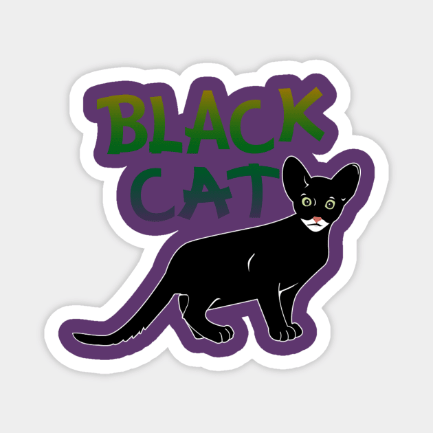 Black Cat Magnet by momomoma