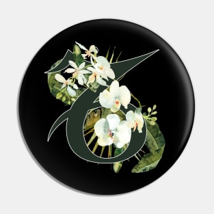 Capricorn Horoscope Zodiac White Orchid Design Pin