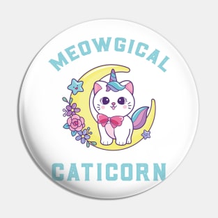 Cute Caticorn Meowgical Moon Unicorn girl Pin