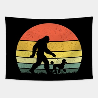 Bigfoot Walking Poodle Dog Vintage Outdoor Tapestry