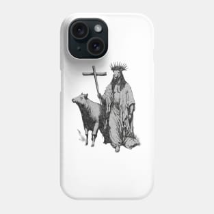 Animal Jesus Walking With Capybara Funny Vintage Cool T-Shirt Phone Case