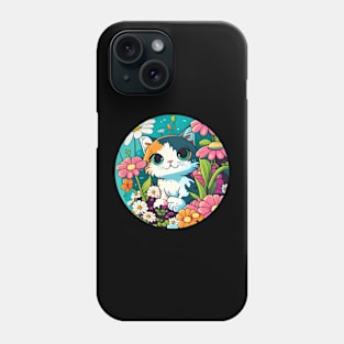 Floral Cat Botanical Plant Flower Cat Lover - Love Cats Phone Case