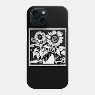 Black and White Sunflowers Phone Case