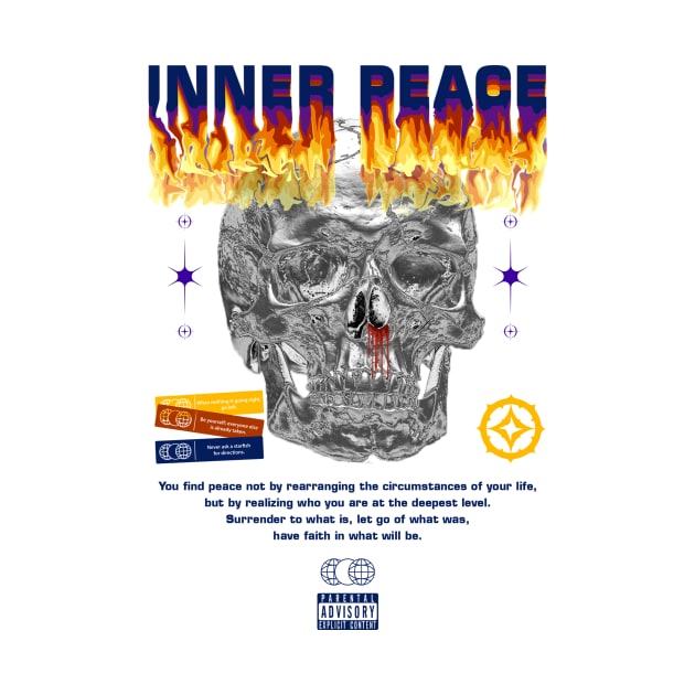 Inner Peace - 3D Chrome Skull - Streetwear Style by DChanCeative.Std