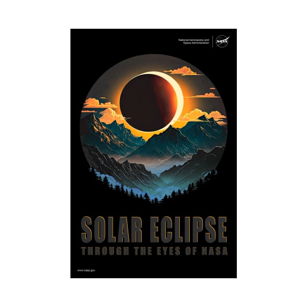 Solar Eclipse Over Mountains 2023 Michael Lentz by rocketshipretro