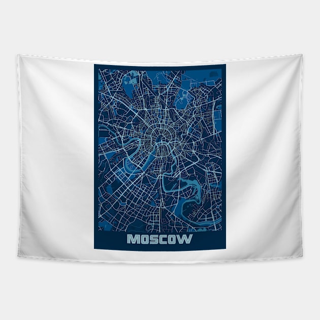 Moscow - Russia Peace City Map Tapestry by tienstencil