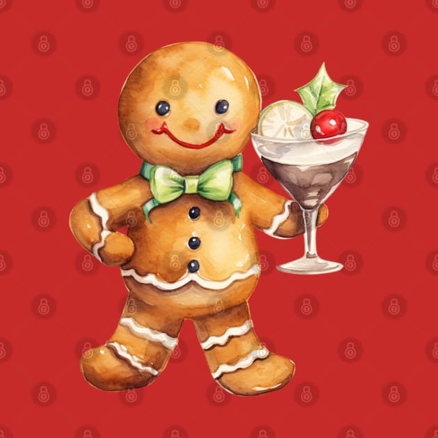 Christmas Gingerbread Man with Martini Glass by mw1designsart