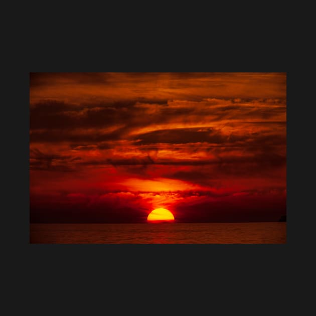 Sunset, clouds, sea, fiery red sky, Germany by Kruegerfoto