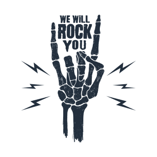 Funny Illustration. Skeleton Arm. We Will Rock You T-Shirt