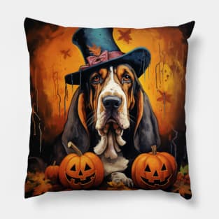 Basset hound Halloween Pillow