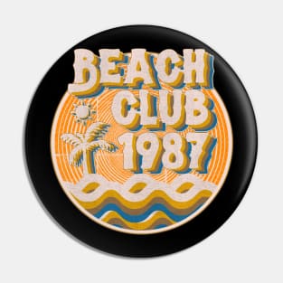 vintage retro beach club 70s 1987 with spirale orange Pin