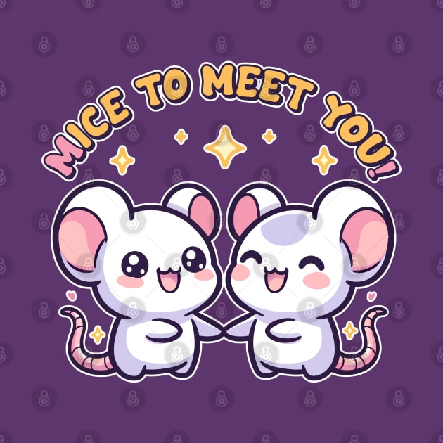 Mice To Meet You Two Kawaii Mice Handshaking Funny Rodent Pun by Cuteness Klub